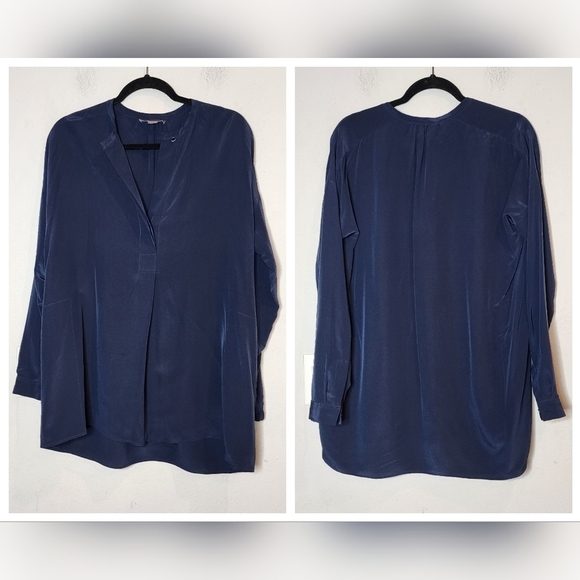 Vince Silk Tunic Pockets. Long Sleeve band collar. Size Small. - Picture 7 of 16